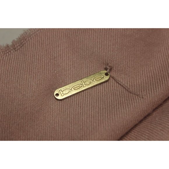 Bebe women's soft pink fringe shawl wrap scarf - Picture 7 of 11